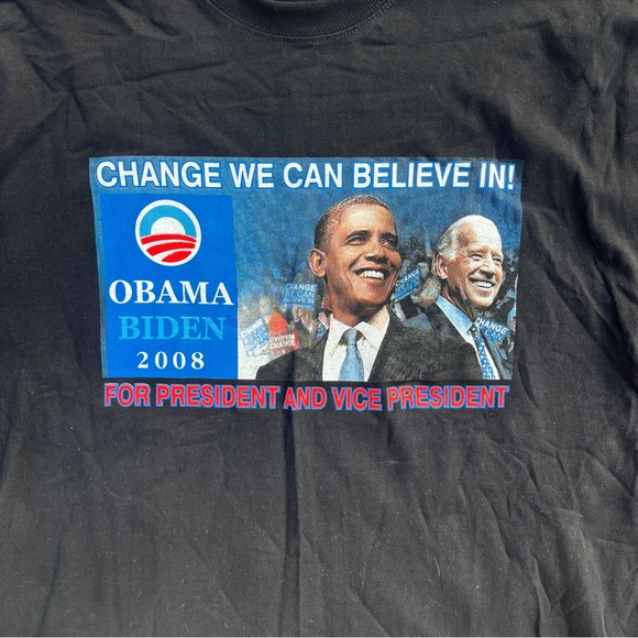 Black Barack Obama Joe Biden President Campaign T-shirt Size XL Used - Picture 2 of 5